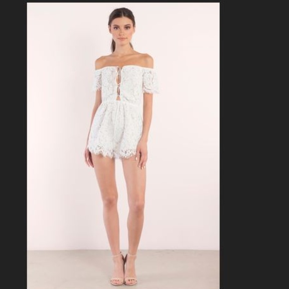 Dresses & Skirts - 1 M! off shoulder laced up white jumpsuit romper
